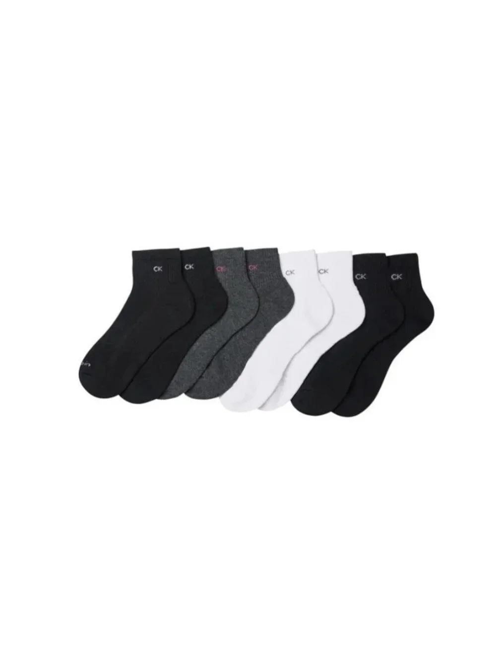 Calvin Klein Women's 8-Pairs French Terry Sole Cushion Ankle Socks, Multi, 4-10
